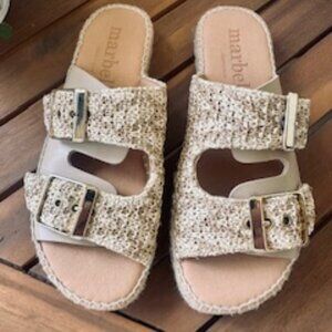 Rafia/Leather Birkenstock like sandals